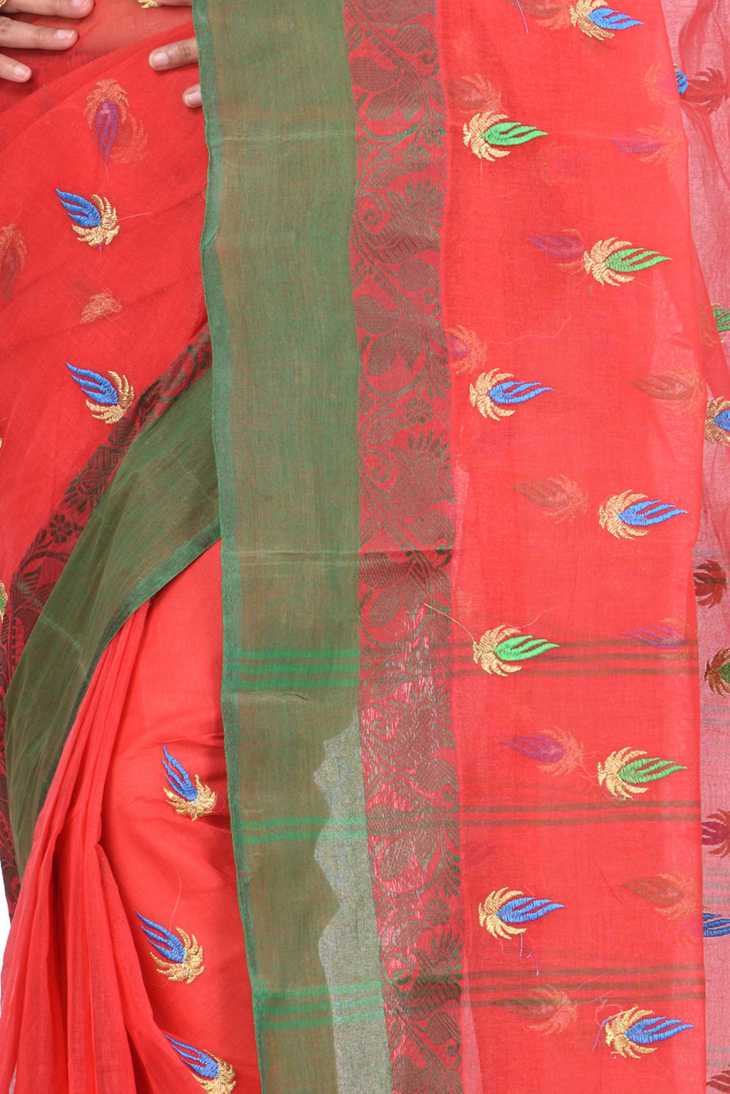 Red Pure Cotton Dip_Embro Tant Embroidery (663)